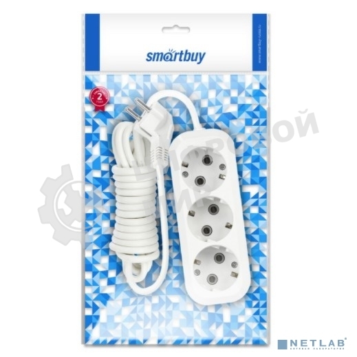 Удлинитель Smartbuy SBE-16-3-02-Z 3 гнезда 2 метра 16А/3,5 кВт с заземлением ПВС 3х1 мм2