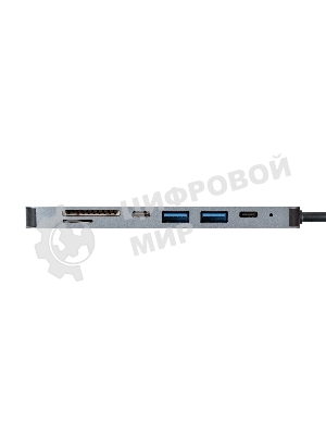 USB-концентратор ExeGate EX293983RUS DUB-21C/PD/CR/H (кабель-адаптер USB Type-C --> 2xUSB3.0 + Card Reader + PD 100W + HDMI 4K@60Hz, Plug&Play, серый)