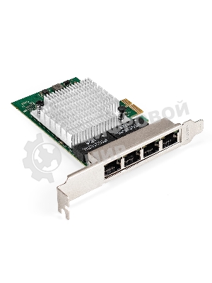 Сетевой адаптер ExeGate EXE-564 (PCI-E x1 v2.0, 4xRJ45, UTP 10/100/1000Mbps, Realtek Chipset RTL8111H+ASM1184e)