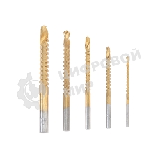Набор cверл-фрез по металлу Kranz 3-4-5-6-8мм, HSS, ТИТАН, цилиндрический хвостовик, 5 шт.