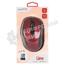 Мышь беспроводная Qumo Office Line M62 красный, 1600 dpi, радиоканал, USB, кнопки - 6