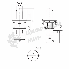 Выключатель-кнопка Rexant 250V 2.5А (2с) ON-(OFF) Б/Фикс белый (мебельная)