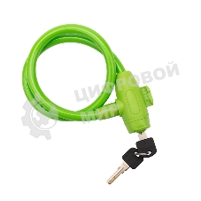 Тросовый замок взломостойкий для велосипедов и колясок с ключом Четыре сезона 65 см зеленый 79-0363