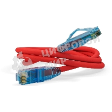 Патч-корд Hyperline PC-LPM-UTP-RJ45-RJ45-C6-2M-LSZH-RD U/UTP, Cat.6, LSZH, 2 м, красный
