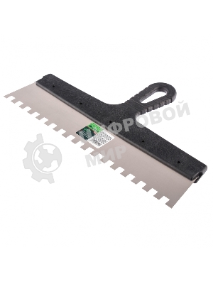 Шпатель из нержавеющей стали Сибртех 350 мм, зуб 10х10 мм, пластмассовая рукоятка