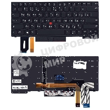 Клавиатура для ноутбука Lenovo Thinkpad T14 P14s черная с подсветкой
