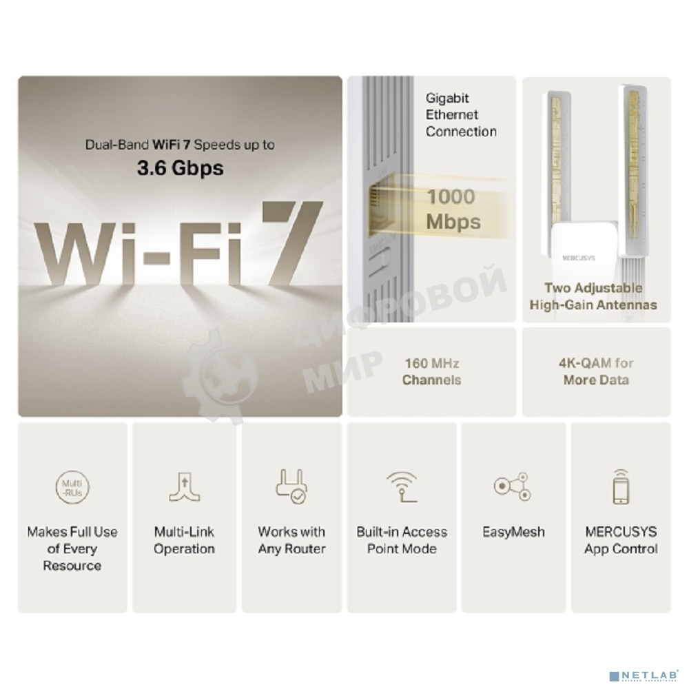 Усилитель сигнала Wi-Fi 7 Mercusys ME25BE BE3600