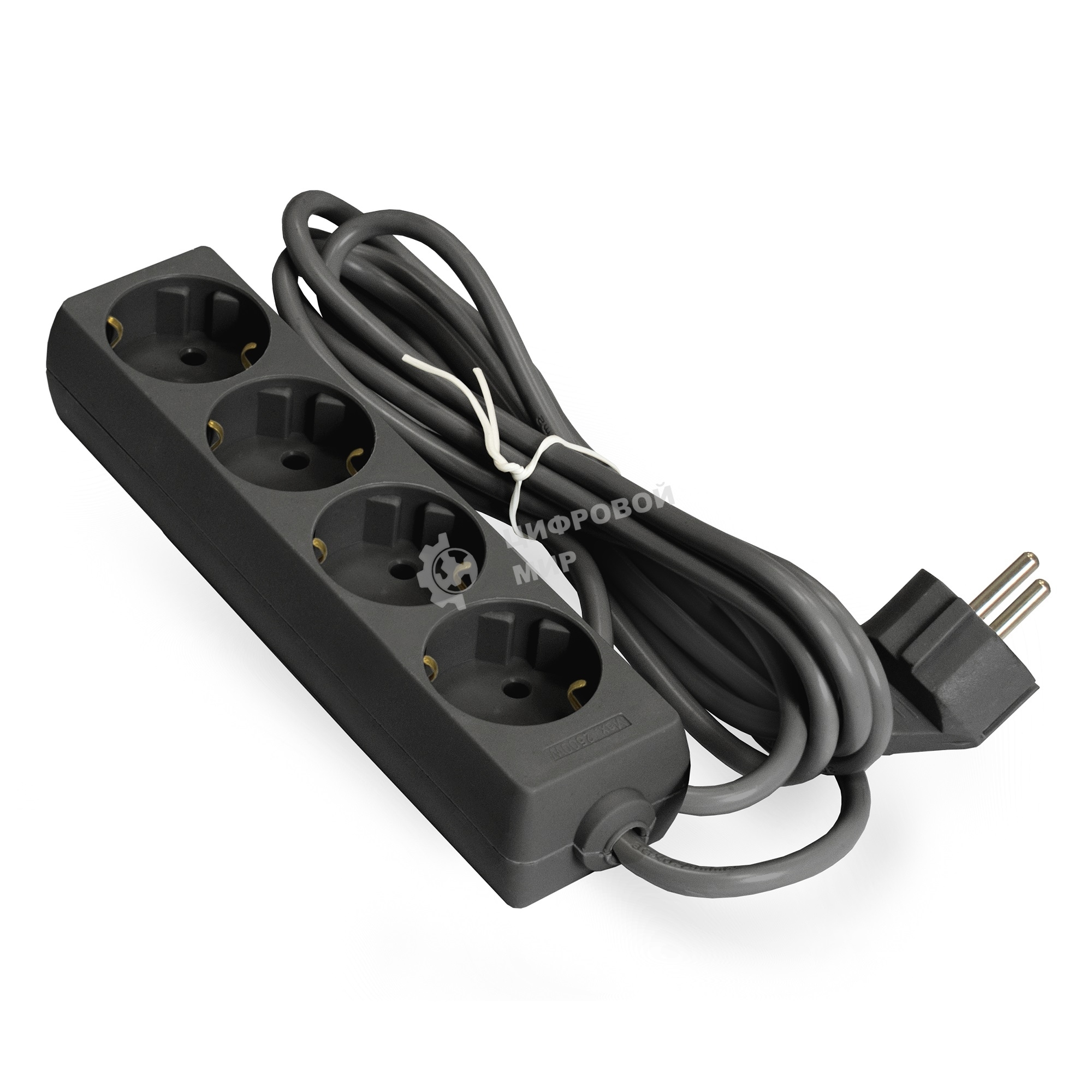 Удлинитель ExeGate ECE-4-1.8B (EX285810RUS), черный, 1.8 м, Евровилка с заземлением, 4 евророзетки с заземлением, 2200 Вт