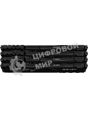 Оперативная память Kingston Fury Beast, DDR4, 32Gb (4x8GB), 3200MHz, CL16, DIMM, с радиатором, черный