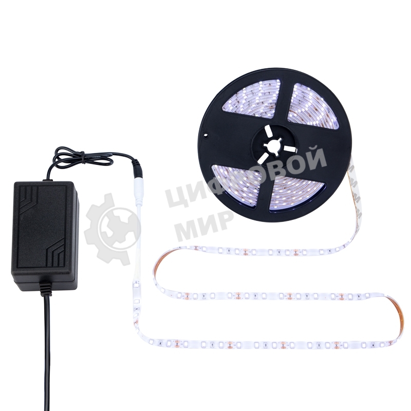 Комплект светодиодной ленты 5 м с блоком питания IP65, холодное белое свечение 6500 К LAMPER