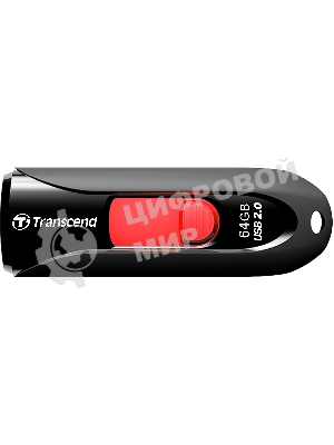 Флешка USB Transcend JetFlash 590 (TS64GJF590K), 64Gb, USB 2.0, R/W 25/15, черный/красный
