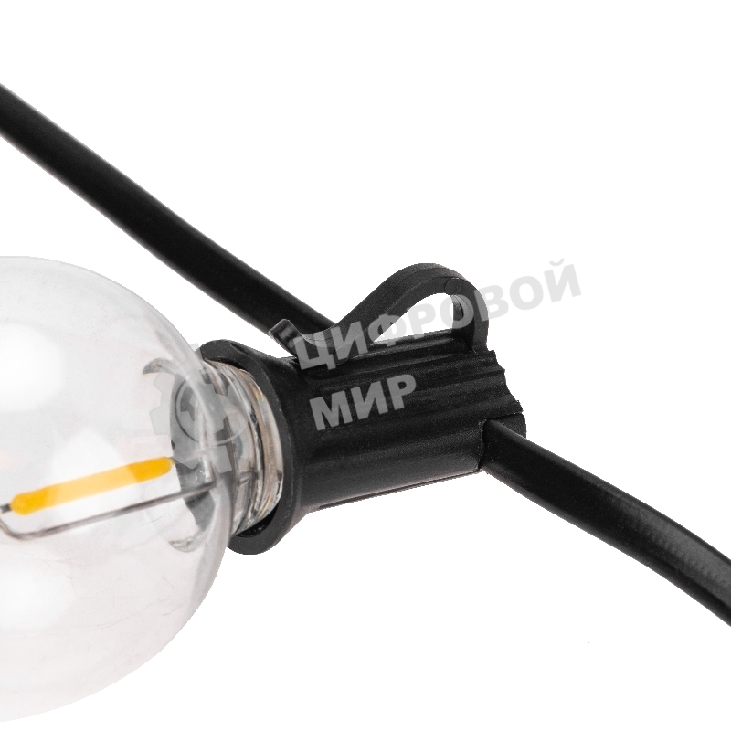 Уличная гирлянда Neon-night Лофт 7,5м, черный ПВХ, 25 прозрачных ламп, теплый белый, влагостойкая IP44