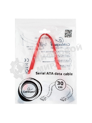 Кабель интерфейсный SATAIII Cablexpert CC-SATAM-DATA-0.3M, 30 см, 7pin/7pin, защелка, пакет