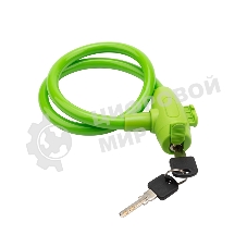 Тросовый замок взломостойкий для велосипедов и колясок с ключом Четыре сезона 65 см зеленый 79-0363