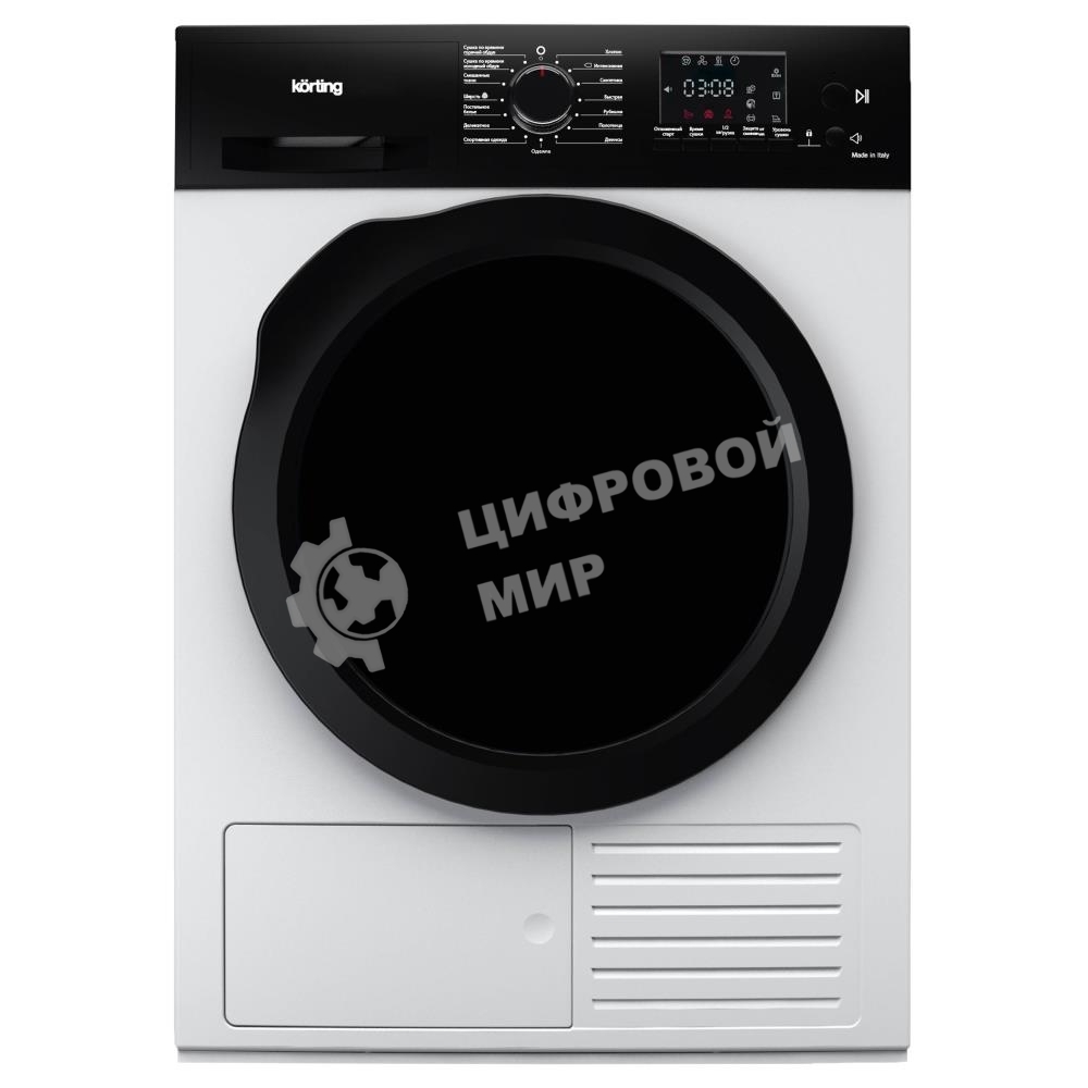 Сушильная машина Korting KD 69 IHP белый, 9 кг, сушка - тепловой насос, программ - 15, 59.6 x 85 x 64 см