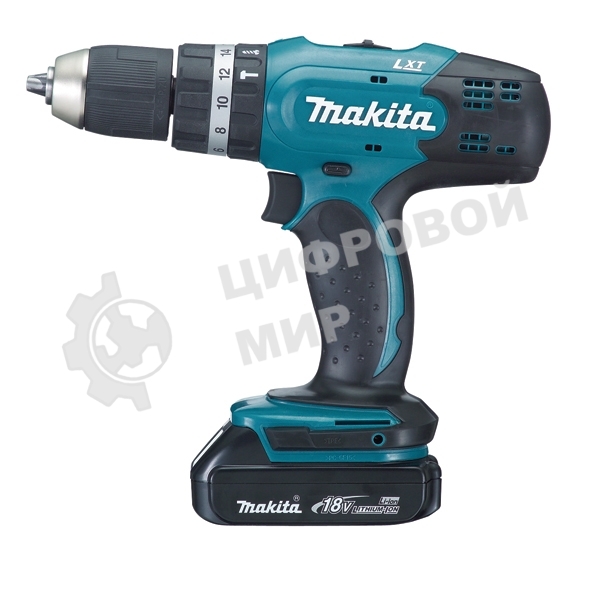 Дрель-шуруповерт Makita DHP453SYE, 18 В, 1.5 Ач, 42 Нм, щеточный