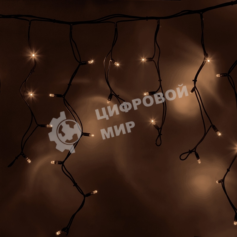 Гирлянда Neon-night Айсикл (бахрома) светодиодный, 4,0 х 0,6 м, черный провод каучук, 230 В, диоды теплый белый, 128 LED