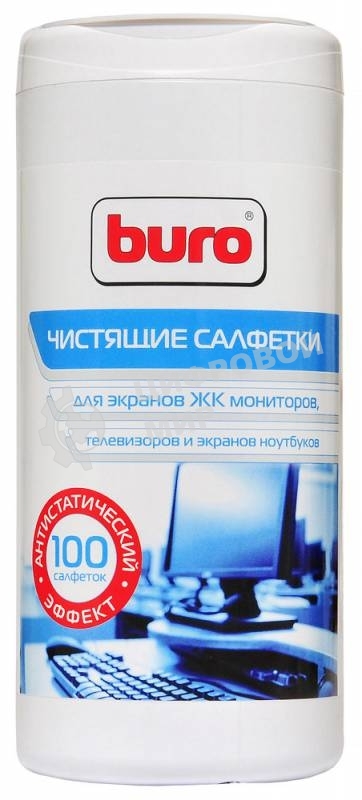 Салфетки Buro BU-Tscreen, 100 шт для экранов мониторов/плазменных/ЖК телевизоров/ноутбуков туба 100 шт влажных