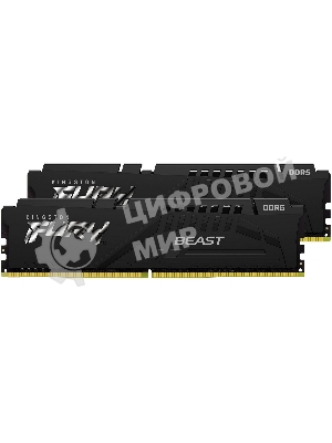 Оперативная память Kingston Fury Beast, DDR5, 32GB (2x16GB), 5200MHz, CL40, DIMM, радиатор, черный