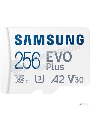 Флеш карта microSDXC 256Gb Samsung EVO Plus Class 10, A2, V30, UHS-I (U3), W 90 МБ/с, R 160 МБ/с, MB-MC256SA/KR адаптер на SD