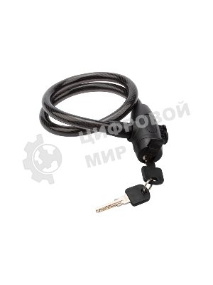 Тросовый замок взломостойкий для велосипедов и колясок с ключом Четыре сезона 65 см черный 79-0366