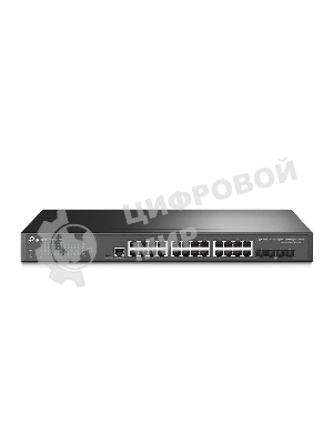 Коммутатор TP-Link JetStream 24-port Pure-Gigabit L2+ Managed Switch, 24 10/100/1000Mbps RJ45, 4*10G SFP+ Slots