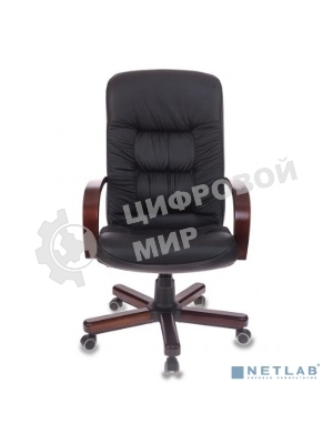 Кресло Бюрократ T-9908/WALNUT черный, кожа