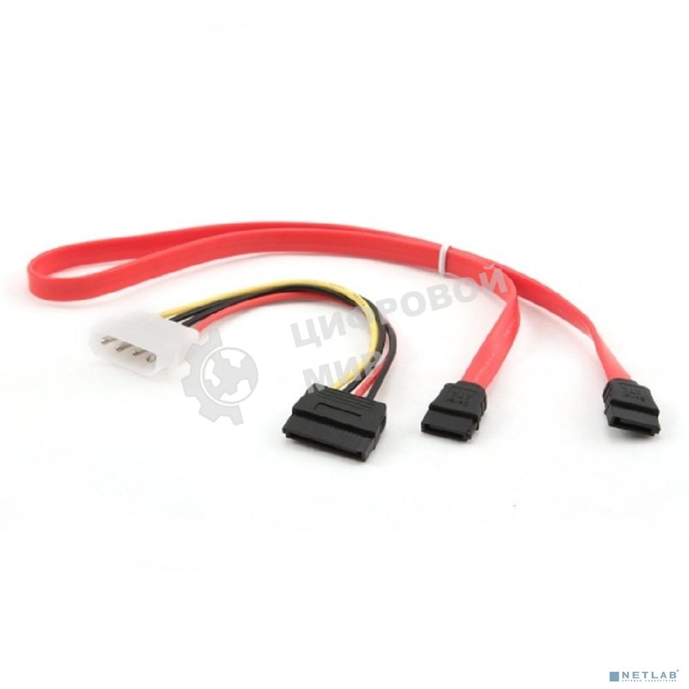 Комплект кабелей SATA Cablexpert CC-SATA-N, интерфейсный (48 см) 7pin/7pin и питания (15 см) 4pin/15pin, медь, пакет