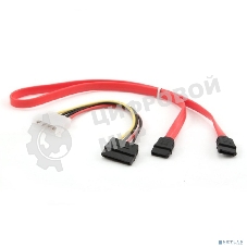 Комплект кабелей SATA Cablexpert CC-SATA-N, интерфейсный (48 см) 7pin/7pin и питания (15 см) 4pin/15pin, медь, пакет