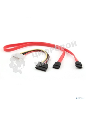 Комплект кабелей SATA Cablexpert CC-SATA-N, интерфейсный (48 см) 7pin/7pin и питания (15 см) 4pin/15pin, медь, пакет