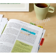 Закладки самоклеящиеся, разделители пластиковые Stick`n 21359 37x50мм, 3 цвета в упаковке, 10 листов, на линейке с цветным краем, европодвес