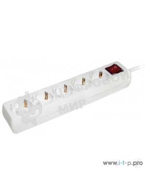 Удлинитель WYP10-16-05-03-ZK-N У05К-выкл. 5 мест 2 Р + P Е/3 метра 3х1 мм2 16А/250 IEK