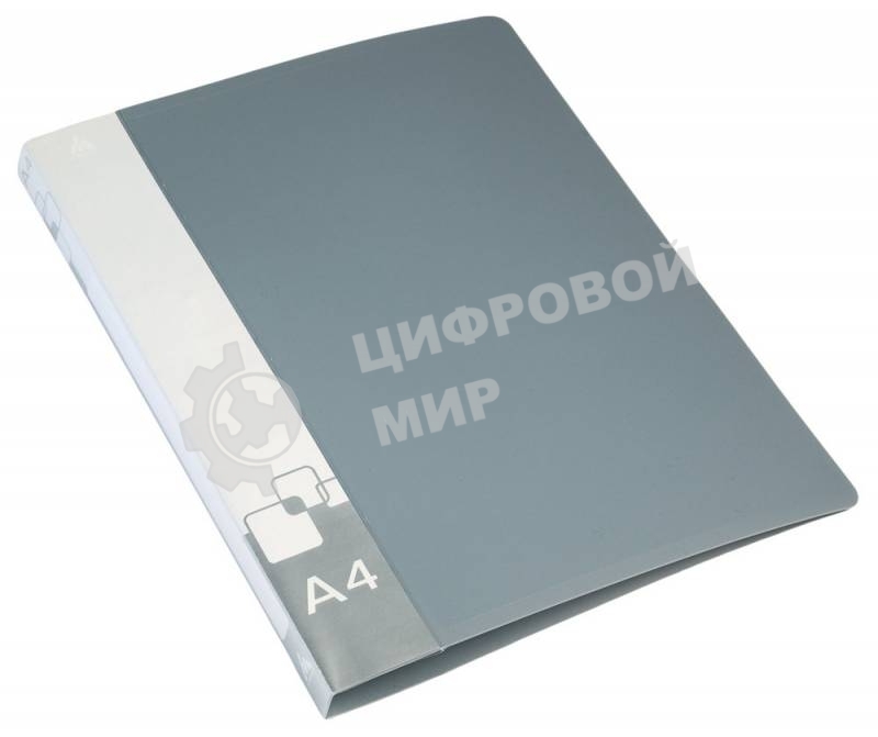 Папка на 2-х кольцах Бюрократ -0812/2RGREY A4, пластик, 0.8мм корешок 40мм, внутренний и торцевой карман, серый