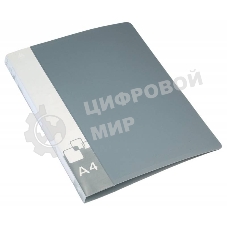 Папка на 2-х кольцах Бюрократ -0812/2RGREY A4, пластик, 0.8мм корешок 40мм, внутренний и торцевой карман, серый