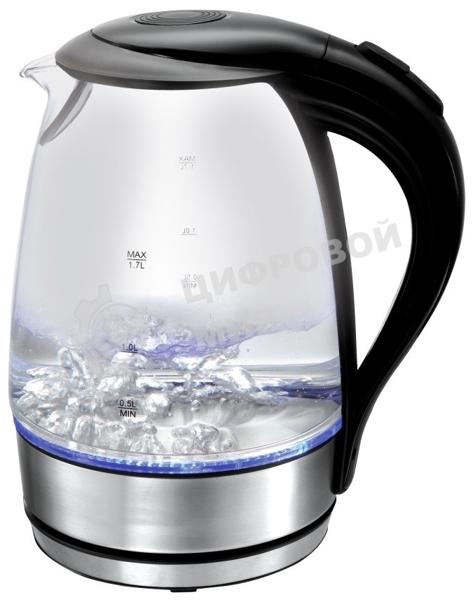Чайник электрический Kelli KL-1462 стекло(Объем 1.7л. 1850-2200Вт. Термостойкое боросиликатное стекло, внутр. подсветка. Автомат. отключение Шкала уровня воды. Защита чайника от включения без воды. Поворот корпуса на 360°. Закрытый нагреват. элемент.)