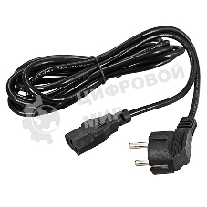 Шнур сетевой Rexant евровилка угловая - евроразъем С13, кабель 3x0,75 мм², длина 1,8 метра (PE пакет)