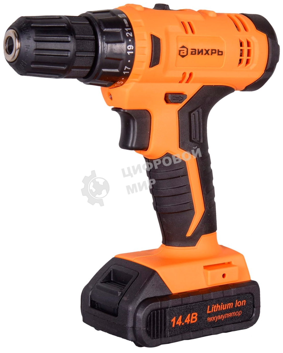 Дрель-шуруповерт Вихрь ДА-14Л-2KА, 14,4 В, 2 Ач, 30 Нм, щеточный