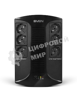 Источник бесперебойного питания SVEN UP-L1000E 1000VA/500W (6 розеток: 3х UPS/сетевой фильтр+3 x сетевой фильтр)
