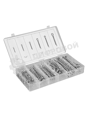 Набор шплинтов Сибртех, S головки х L: 3,2x50, 4x64, 4,8x76, 6,4x50, 6,4x76, 8x64 мм, 144 предметов
