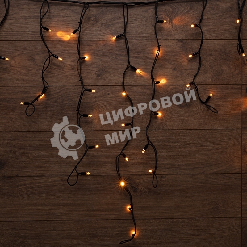 Гирлянда Neon-night Айсикл (Бахрома) светодиодная 3,2х0,9 м, 120 LED, черный провод каучук, теплое белое свечение