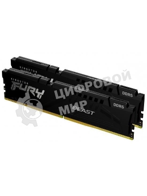 Оперативная память Kingston Fury Beast, DDR5, 32GB (2x16GB), 5200MHz, CL40, DIMM, радиатор, черный