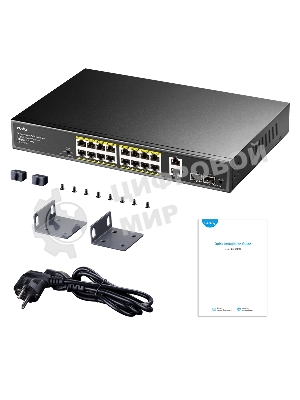 Коммутатор Cudy GS1018PS2 (L2) 18x1 Гбит/с 2xКомбо(1000BASE-T/SFP) 2SFP 16PoE 200W неуправляемый