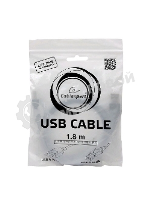 Кабель USB2.0 Pro Cablexpert CCP-USB2-AMBM-6G, AM/BM, 1.8м, экран, серый