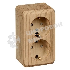 Розетка 2-м ОП Этюд Дача 16А защ. шторки с заземл. сосна SchE PA16-008D