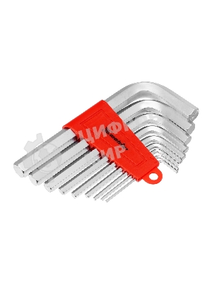 Набор ключей имбусовых Matrix HEX, 2–12 мм, CrV, 9 шт., короткие, сатин.