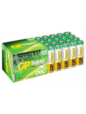 Алкалиновые батарейки GP Super Alkaline G-Tech 24А ААA - 40 шт. в пленке