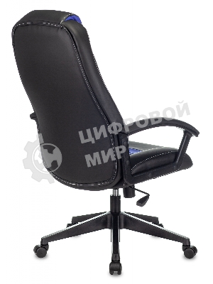 Кресло Zombie 8 черный/синий, экокожа, 120 кг, механизм качания