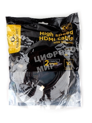 Кабель HDMI Cablexpert CCF2-HDMI4-10M, 19M/19M, v2.0, медь, позол.разъемы, экран, 2 фер.кольца, 10м, черный, пакет