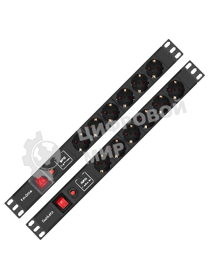 Блок розеток с сетевым фильтром (Surge Protect), защитой от перегрузки, выключателем с подсветкой и разъемом подключения C14 ExeGate ServerPro PDU-19H605 Al-6S-C14-SW-O-SPD1 (19