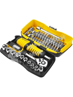 Биты и торцовые головки с трещоткой и воротком 39шт STAYER PROFI 25135-H39